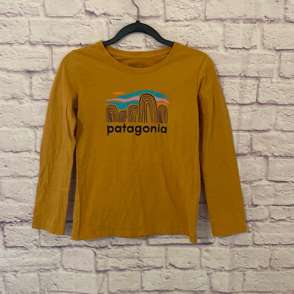 Patagonia girls’ mustard yellow long sleeve tee